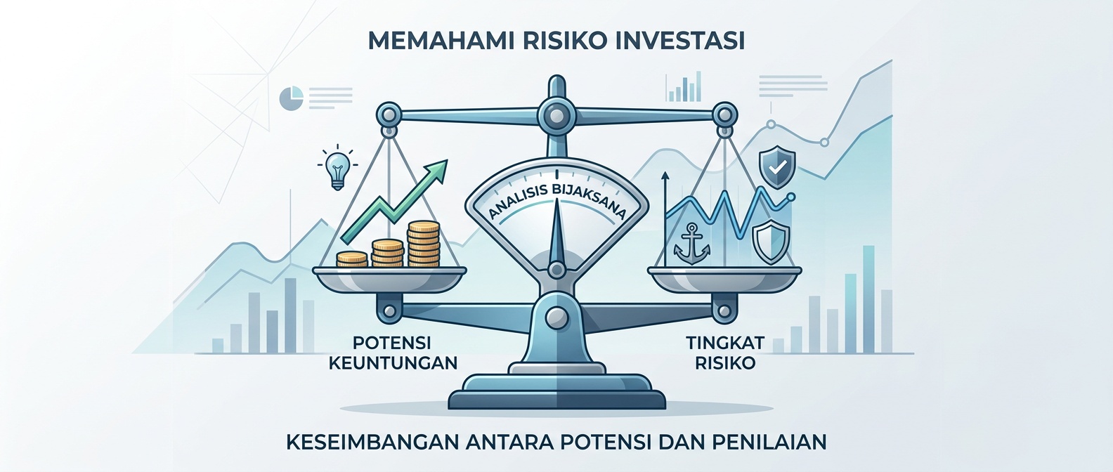 Ilustrasi skala timbangan yang mewakili konsep risiko investasi di pasar modal Indonesia